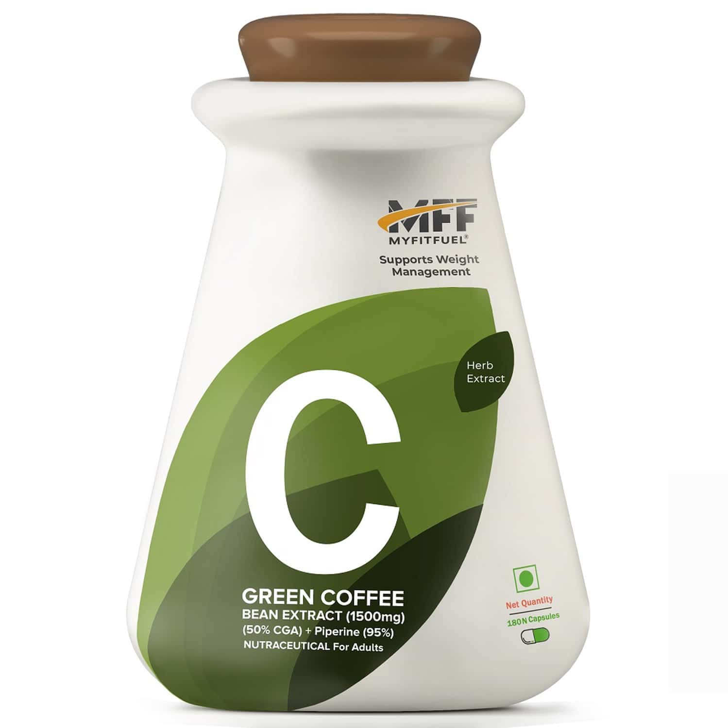 Myfitfuel Green Coffee Extract 50% Cga With Piperine 95%(1500mg) | 180 Capsules
