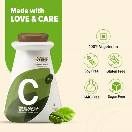 Myfitfuel Green Coffee Extract 50% Cga With Piperine 95%(1500Mg) | 180 Capsules