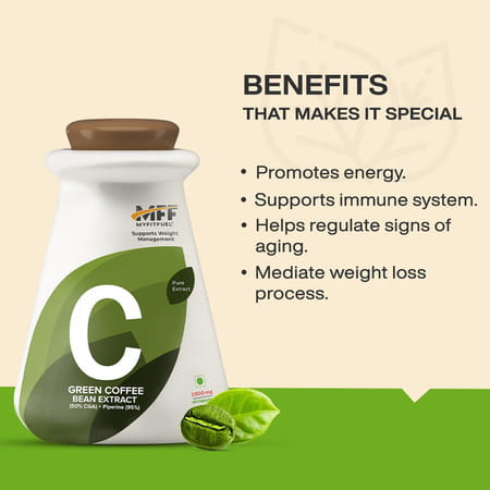 Myfitfuel Green Coffee Extract 50% Cga With Piperine 95%(1500mg) | 180 Capsules