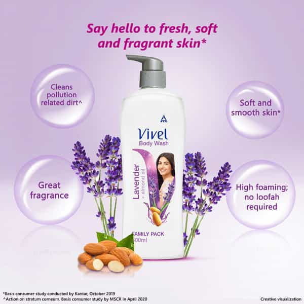 Vivel Lavender And Almond Oil Body Wash  Bottle Of 500 Ml