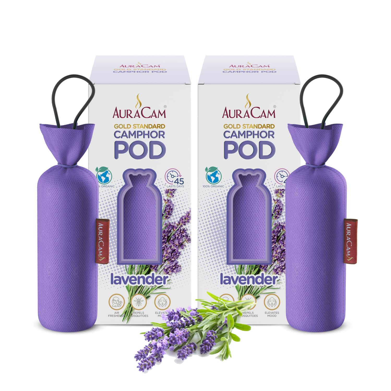 Auracam Gold Standard Camphor Pod Cone (lavender) - Set Of 2