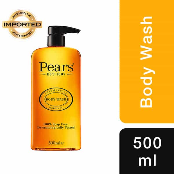Pears Pure & Gentle Original Body Wash | 100% Soap Free | 500Ml (Free Loofah)