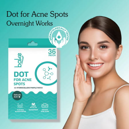 Bake 2% Salicylic Acid Hydrocolloid Pimple Patches|Waterproof Patches| For Acne | Acne Marks 36 Dots
