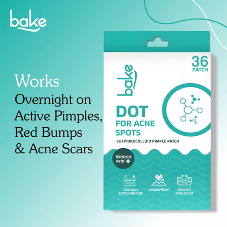 Bake 2% Salicylic Acid Hydrocolloid Pimple Patches|Waterproof Patches| For Acne | Acne Marks 36 Dots