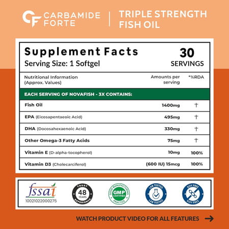 Carbamide Forte Triple Strength Fish Oil 1400mg Bottle Of 30 Softgels