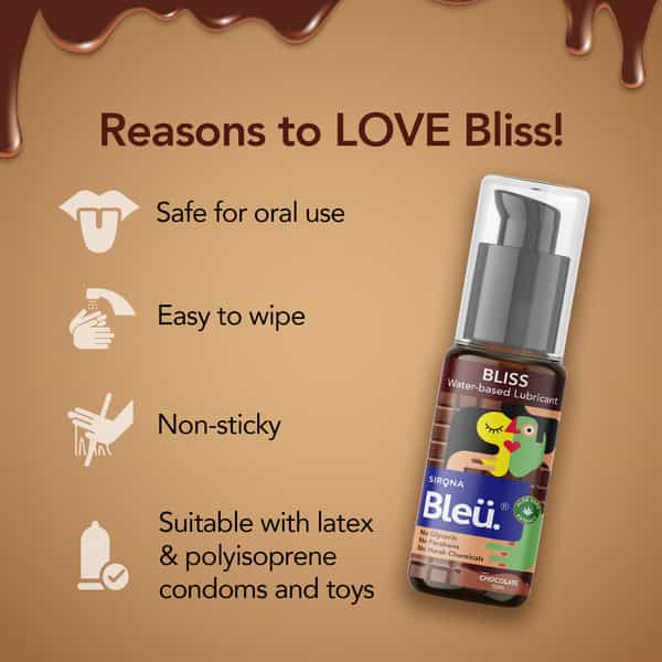 Bleu Bliss 100% Water-Based Lubricant|Aloe Vera & Cucumber Extract|Natural Chocolate Flavour|50Ml