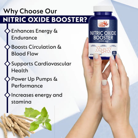 Fitnessveda Nitric Oxide Booster Supplement - 90 Capsules | Plant-Based Extract Blend