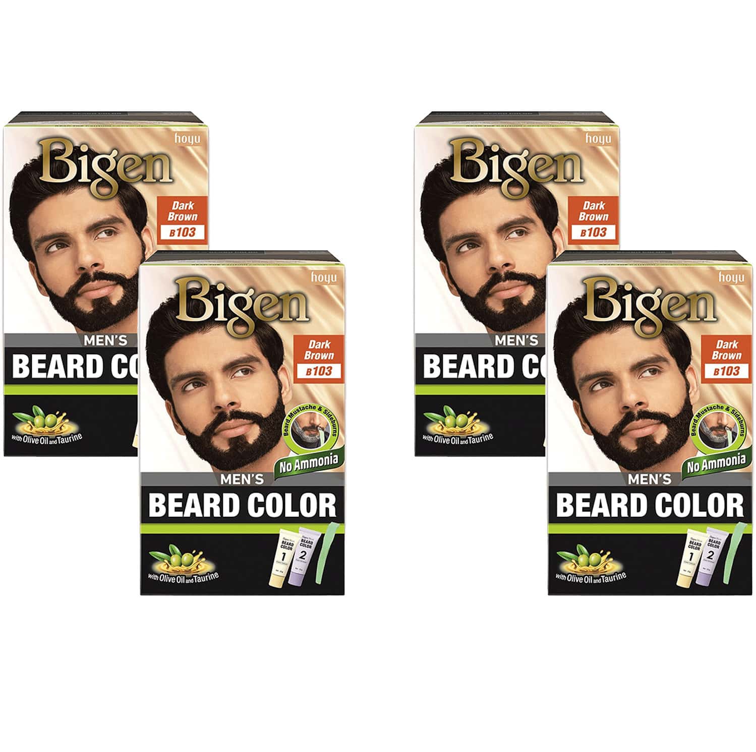 Bigen Men's Beard Color Dark Brown B103 40g (pack Of 4)