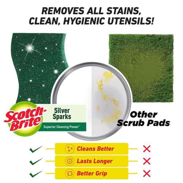 Scotch-Brite Silver Sparks Scrub Pad - Pack Of 6