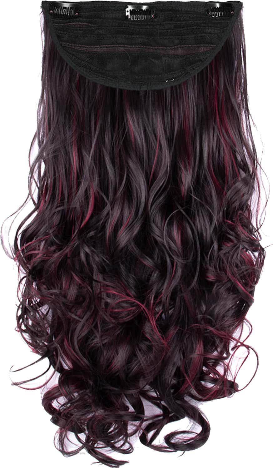 Streak Street Clip-In 24" Semi-Wavy Burgundy Hair Extensions