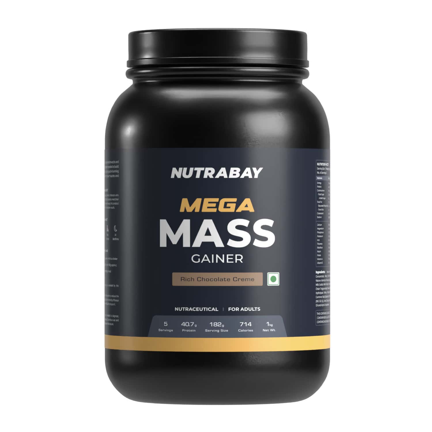 Nutrabay Gold Mega Mass Weight Gainer Rich Chocolate Creme - 1kg