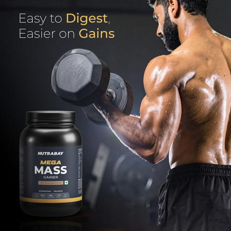 Nutrabay Gold Mega Mass Weight Gainer Rich Chocolate Creme - 1kg