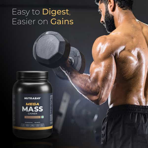 Nutrabay Gold Mega Mass Weight Gainer Rich Chocolate Creme - 1Kg