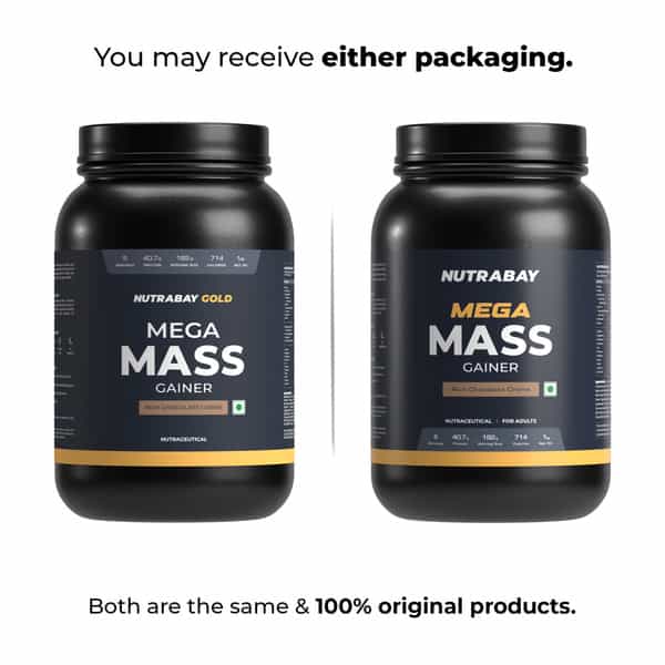 Nutrabay Gold Mega Mass Weight Gainer Rich Chocolate Creme - 1Kg