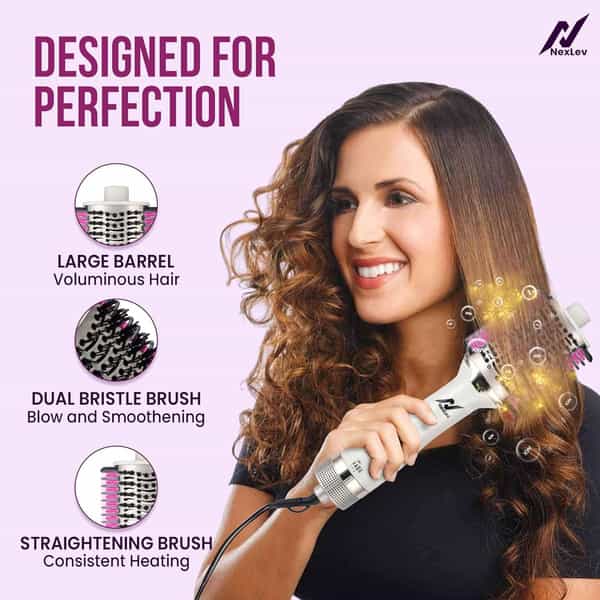 Nexlev Ionic 4 In 1 Hot Air Brush + Straightener V-02