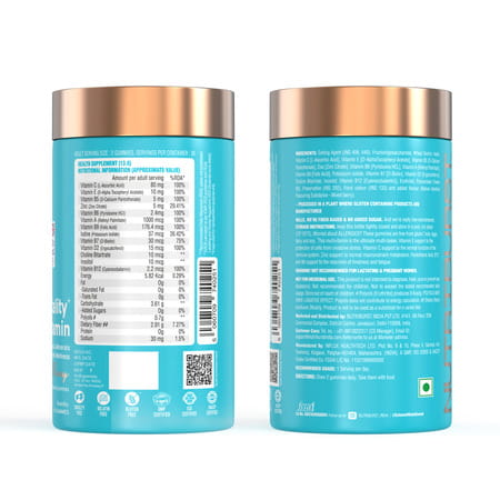 Nutriburst Health & Vitality Gummies With Multivitamins & Biotin (2x60 Gummies)(Mixed Berry Flavor)