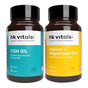Hk Vitals Calcium | Magnesium | Zinc + Fish Oil (60 Each) | Combo | With Omega 3 & D3