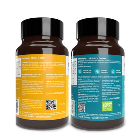 Hk Vitals Calcium | Magnesium | Zinc + Fish Oil (60 Each) | Combo | With Omega 3 & D3