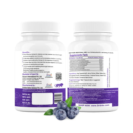 Oribite Diabetic Support Capsules For Blood Sugar Balance 60 Capsules