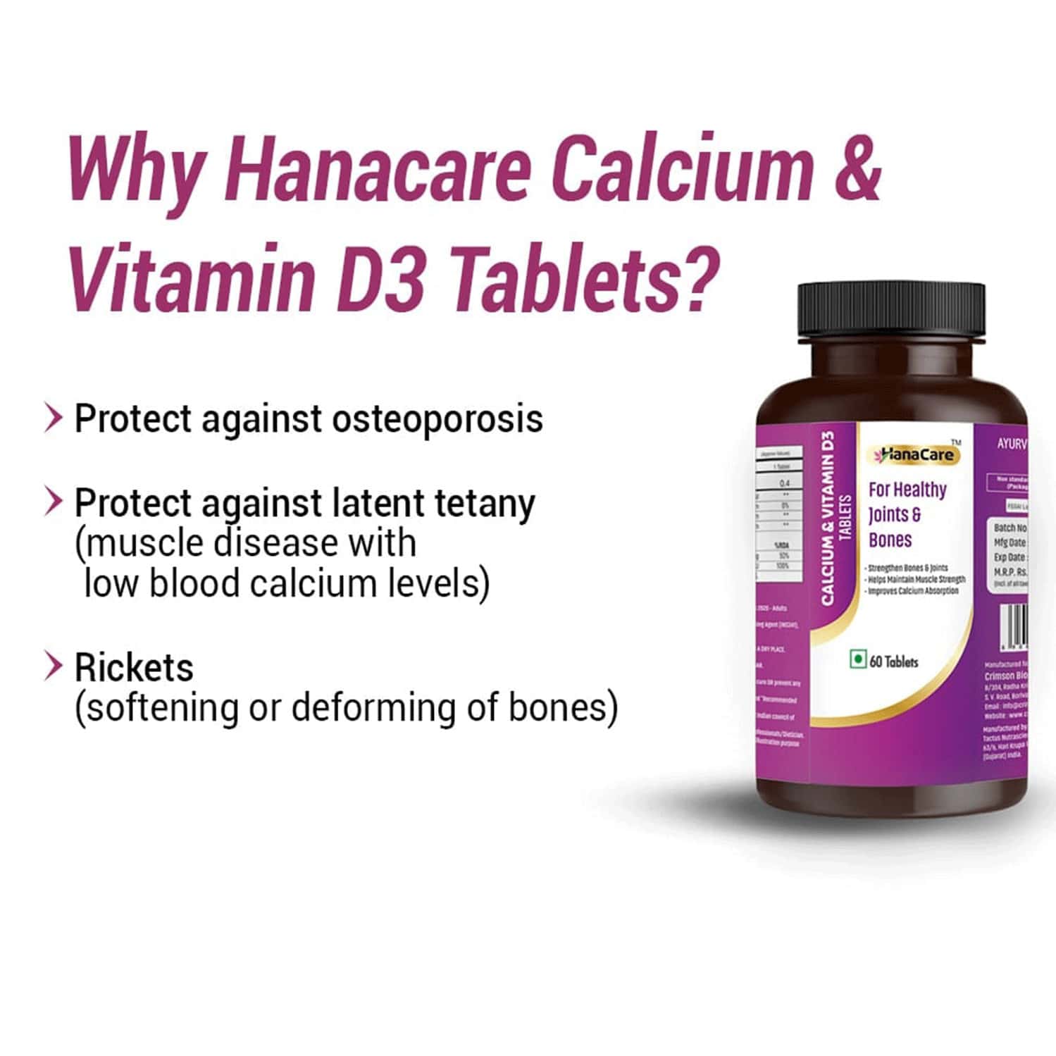 Hanacare Calcium & Vitamin D3 Tablets