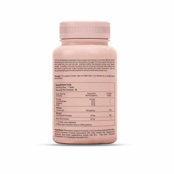 Sheneed Folic Acid & Iron Supplements For Supports Pregnancy & Iron Production 60 Tablets