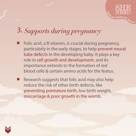 Sheneed Folic Acid & Iron Supplements For Supports Pregnancy & Iron Production 60 Tablets