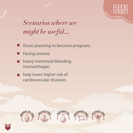 Sheneed Folic Acid & Iron Supplements For Supports Pregnancy & Iron Production 60 Tablets