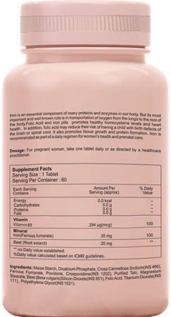 Sheneed Folic Acid & Iron Supplements For Supports Pregnancy & Iron Production 60 Tablets