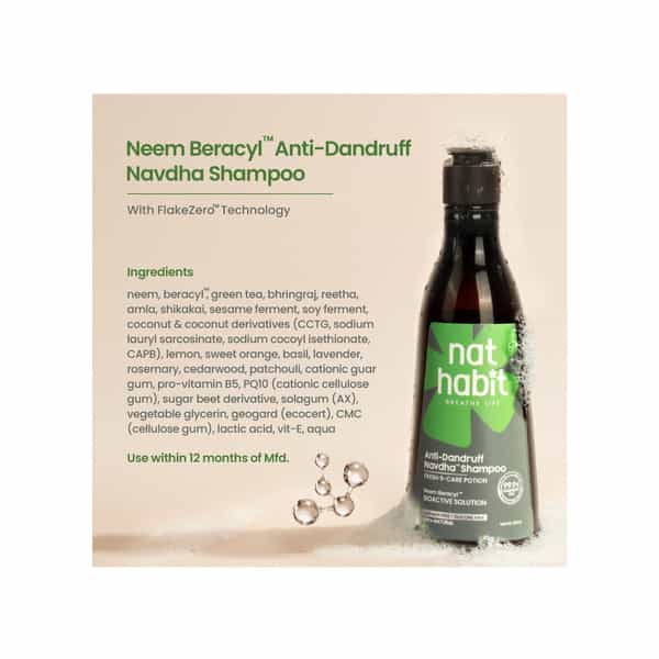 Nat Habit Anti-Dandruff Shampoo | 99.9 % Dandruff Kill With Advances Zero Flake Technology | 250 Ml