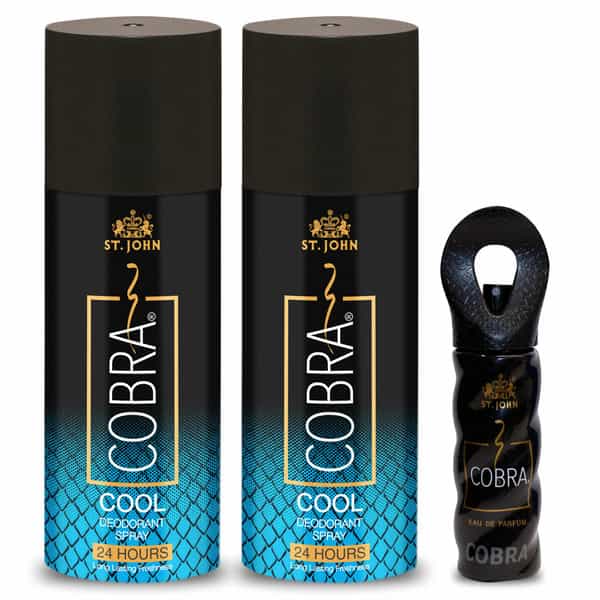 St.john Cobra Cool 150Ml*2 Deodorant For Men & Cobra 15Ml Perfume For Men Pack Of 3