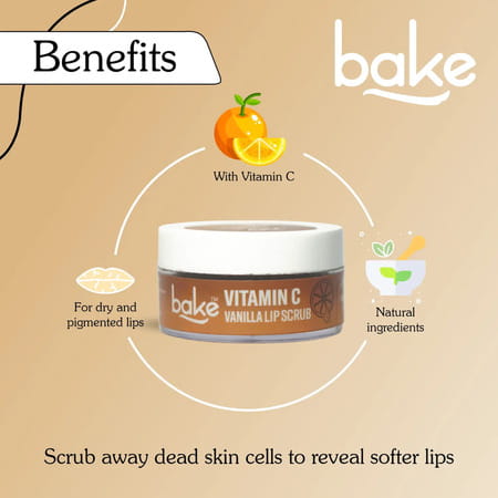 Bake Vitamin C Vanilla Lip Scrub For Dark Lips | Exfoliates & Hydrates | 25g