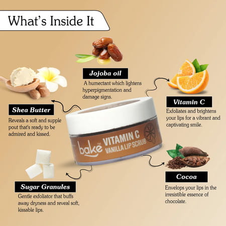 Bake Vitamin C Vanilla Lip Scrub For Dark Lips | Exfoliates & Hydrates | 25g