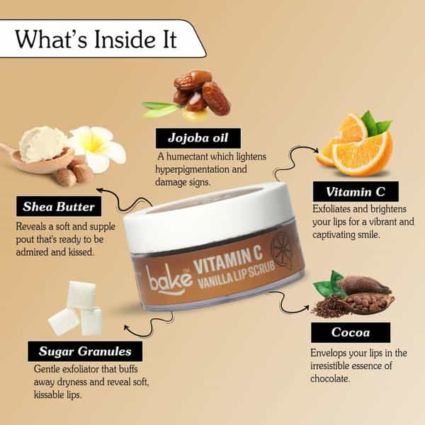 Bake Vitamin C Vanilla Lip Scrub For Dark Lips | Exfoliates & Hydrates | 25G