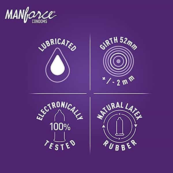 Manforce 3 In 1 Wild Black Grapes Flavored Condoms And Lube Lubrication Gel For Unisex-60Ml