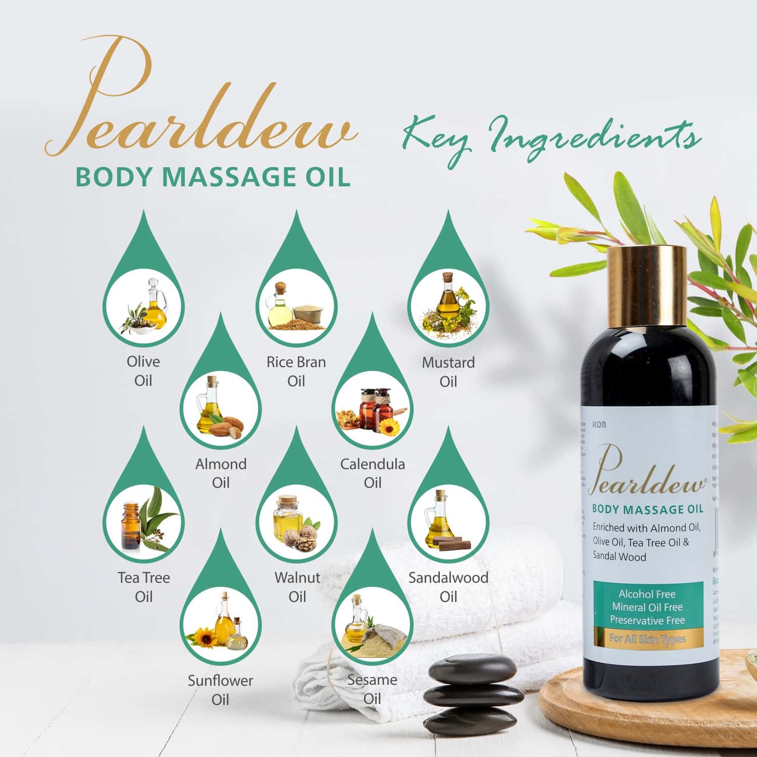 Buy PEARLDEW BODY MASSAGE OIL 100 ML WITH ALMOND OIL & WALNUT OIL