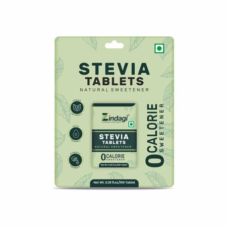 Zindagi Stevia Sugar Tablets | Sugarfree Swwetener | Vegan Friendly|100 Tablets| Pack Of 10