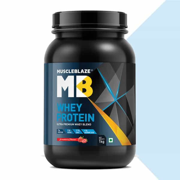 Muscleblaze 100% Whey Protein | Ultra Premium Whey Blend (Strawberry | 1 Kg / 2.2 Lb)