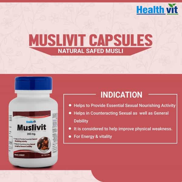 Healthvit Muslivit Natural Safed Musli 250Mg -60 Capsules