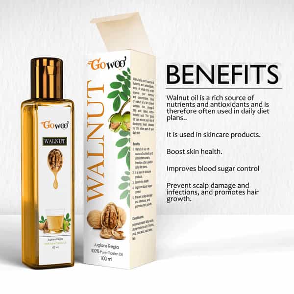 Go Woo 100% Pure Walnut Carrier Oil Cold Pressed 100 Ml