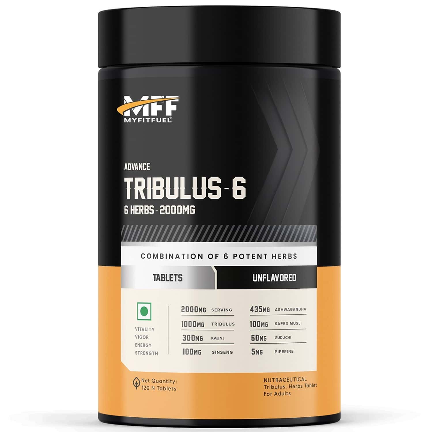 Myfitfuel Tribulus Terrestris +6 Herbs (2000mg) (120 Tablets) +ginseng Kaunj Safed Musli Ashwagandha