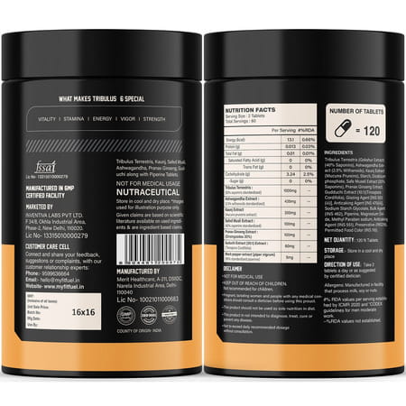 Myfitfuel Tribulus Terrestris +6 Herbs (2000Mg) (120 Tablets) +Ginseng Kaunj Safed Musli Ashwagandha