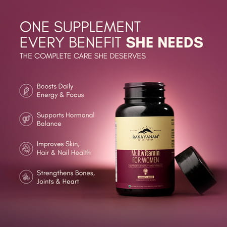 Rasayanam Multivitamin For Women | 55 Ingredients | Energy | Skin & Immunity 180 Tablets (Pack Of 3)