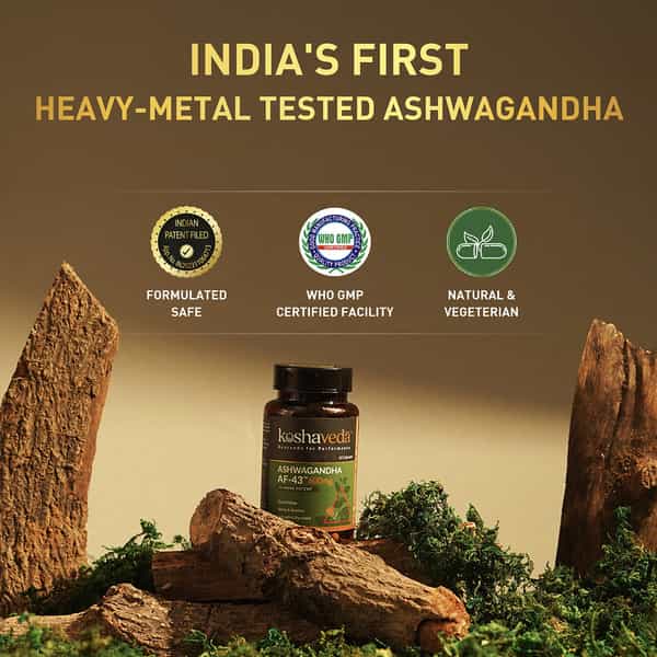 Koshaveda Ashwagandha Af-43 600Mg By Muscleblaze, 60 Capsules | For Sound Sleep, Strength & Recovery