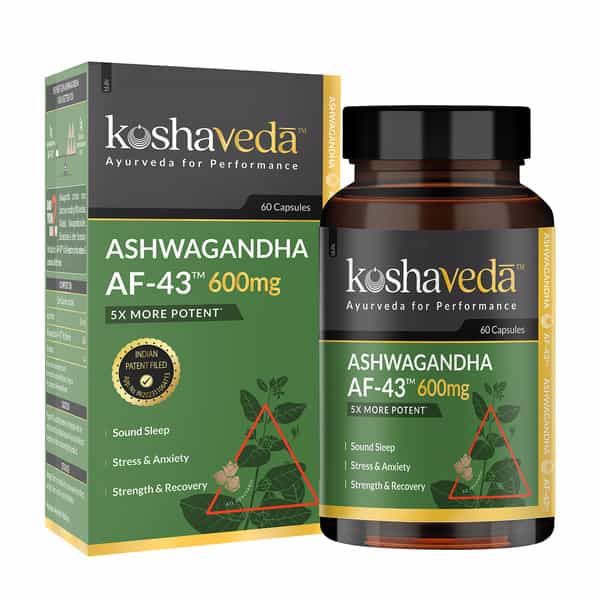 Koshaveda Ashwagandha Af-43 600Mg By Muscleblaze, 60 Capsules | For Sound Sleep, Strength & Recovery