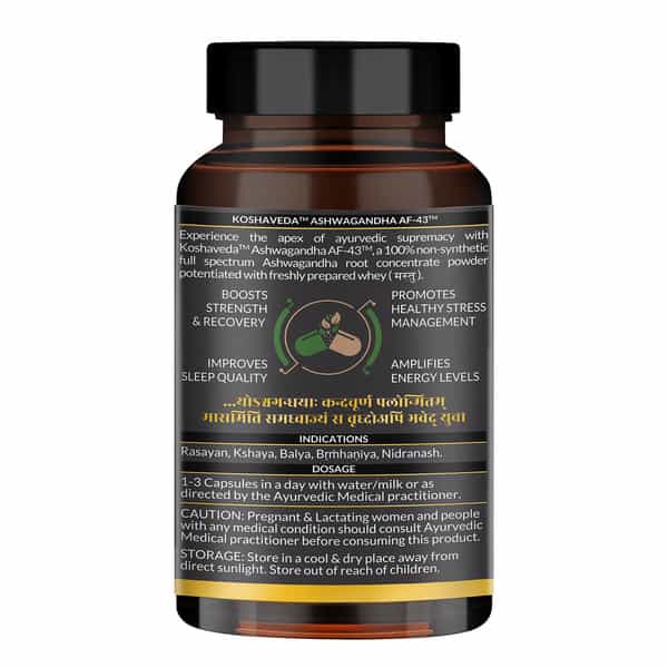 Koshaveda Ashwagandha Af-43 600Mg By Muscleblaze, 60 Capsules | For Sound Sleep, Strength & Recovery