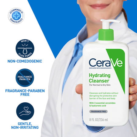 Cerave Hydrating Non-Foaming Daily Facial Cleanser For Normal To Dry Skin - 236ml