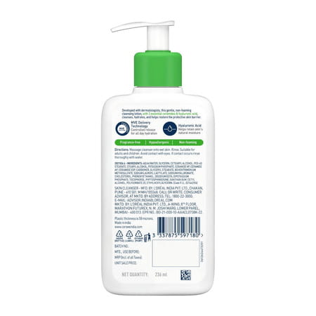 Cerave Hydrating Non-Foaming Daily Facial Cleanser For Normal To Dry Skin - 236ml