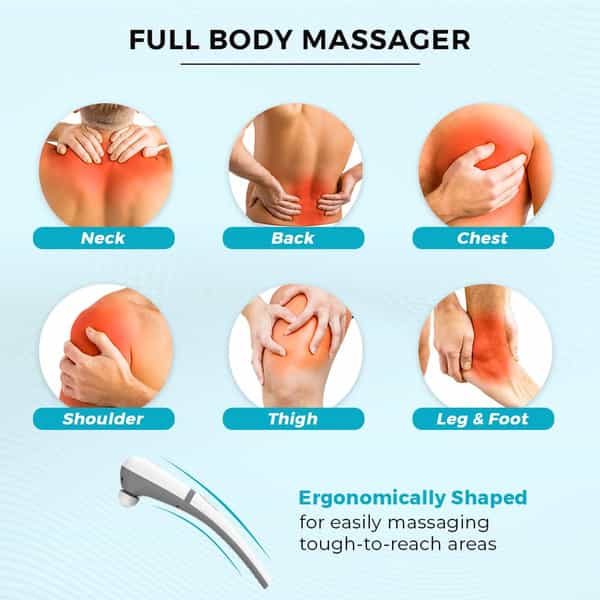 Beatxp Stream Elite Cordless Full Body Massager For Pain Relief With 4 Attachments (White & Grey)