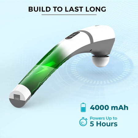 Beatxp Stream Elite Cordless Full Body Massager For Pain Relief With 4 Attachments (White & Grey)