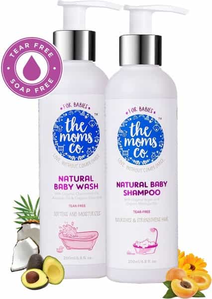 The Moms Co. Natural Tear-Free Cleaning Bundle Baby Bath Kit Of 400 Ml